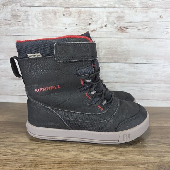 Merrell Kids Snow Storm Boots Size 13 Waterproof Insulated Unisex Black Red - Picture 1 of 9